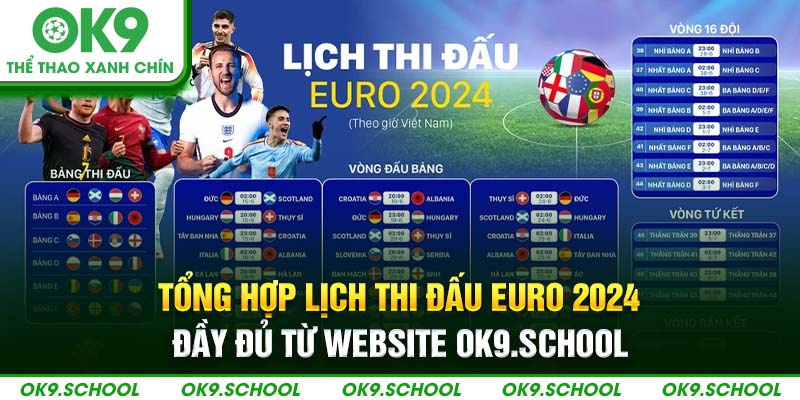 Tổng hợp lịch thi đấu Euro 2024 đầy đủ từ website ok9.school